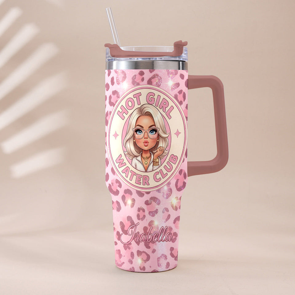 Hot Girl Water's Club, Gift for Women - Personalized Self love Tumbler With Plush Charm