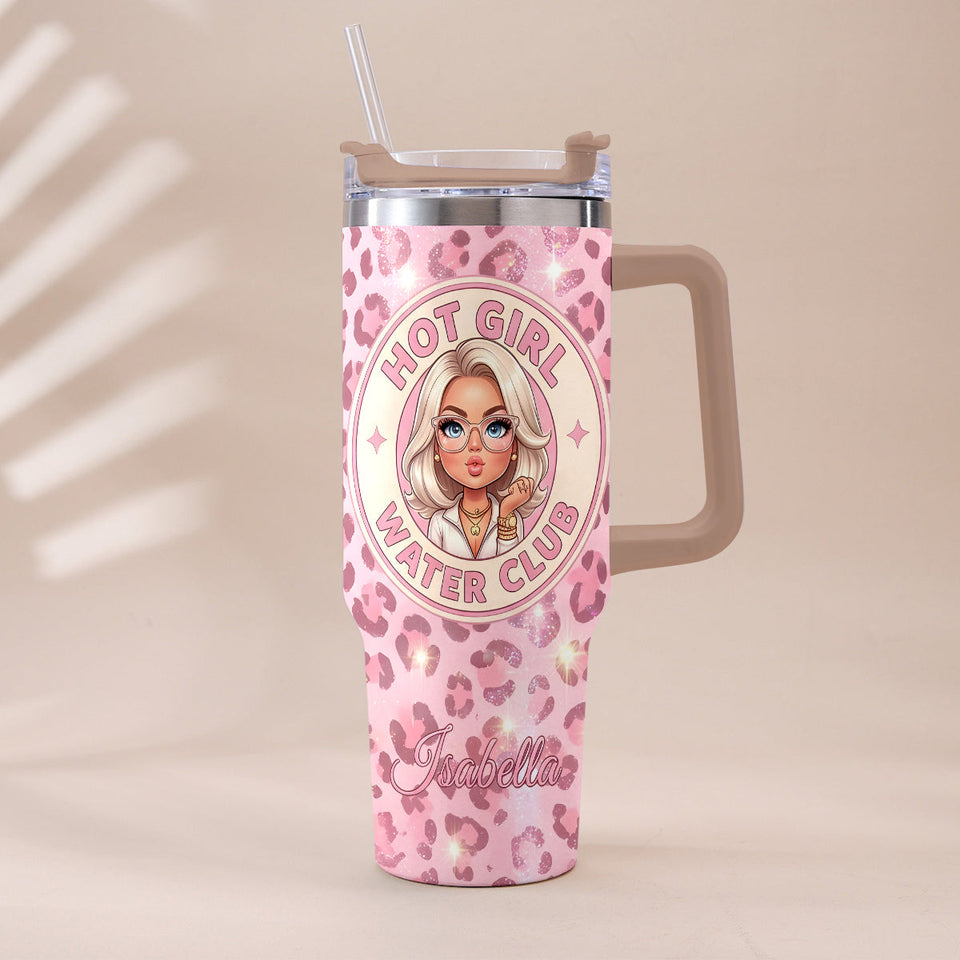 Hot Girl Water's Club, Gift for Women - Personalized Self love Tumbler With Plush Charm