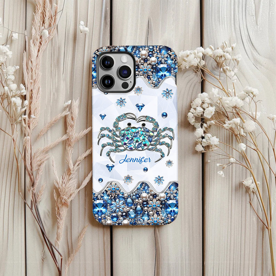 Elegant Blue Crab - Personalized Sea Lover Full Print Phone Case