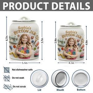 Button Jar For Sewing Lovers - Personalized Sewing Cookie Jar