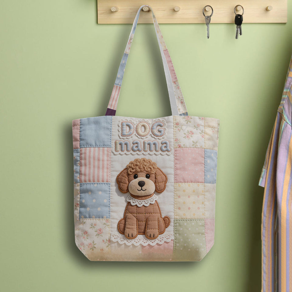 Dog Mama Gift Idea, Dog Lover Gift - Personalized Dog Quilted Tote Bag