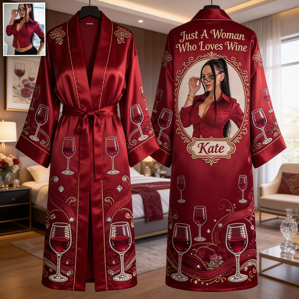 Wine Is My Therapy - Personalized Wine Satin Robe
