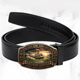 All Gave Some, Some Gave All - Personalized Veteran Leather Belt With Shaped Buckle