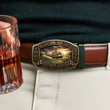 All Gave Some, Some Gave All - Personalized Veteran Leather Belt With Shaped Buckle