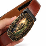 All Gave Some, Some Gave All - Personalized Veteran Leather Belt With Shaped Buckle