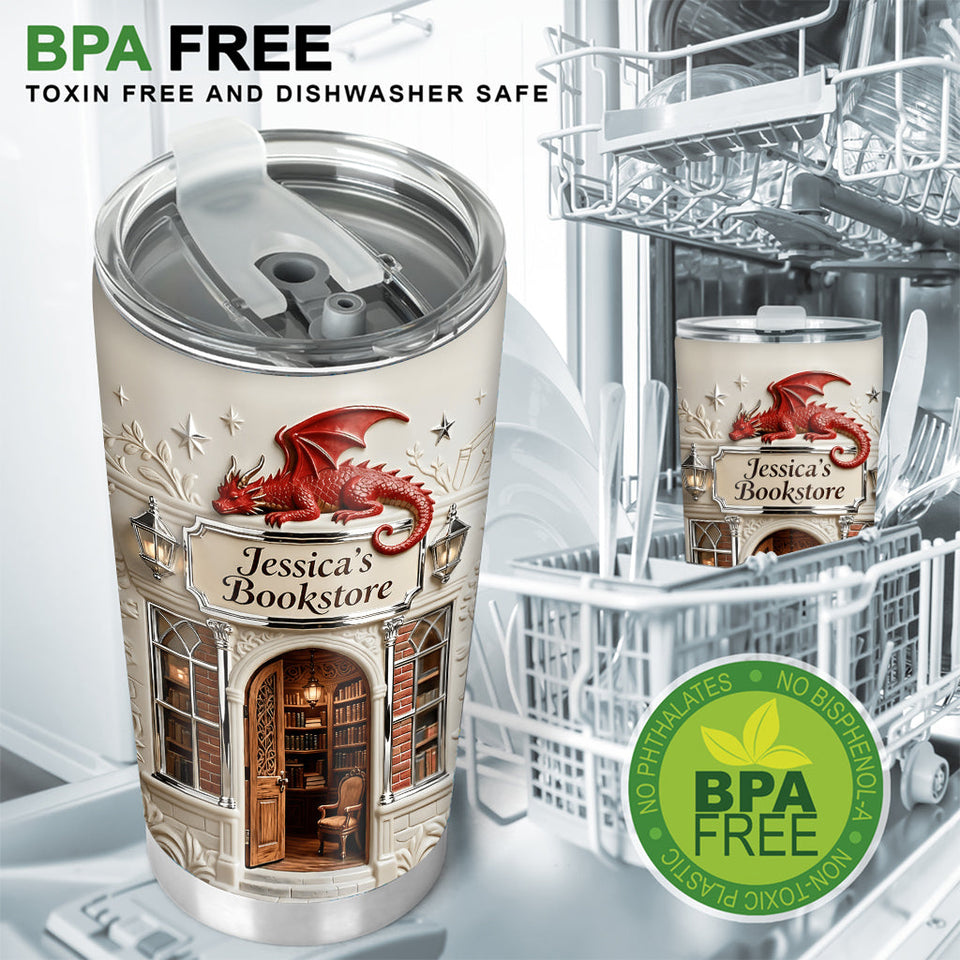 Dragon Bookstore - Personalized Book Tumbler