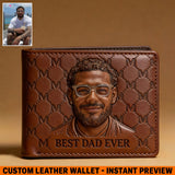 Custom Initial Monogram Gift For Father - Personalized Father Leather Wallet