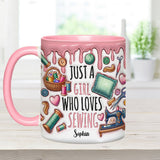 Just A Girl Who Loves Sewing - Personalized Sewing Accent Mug