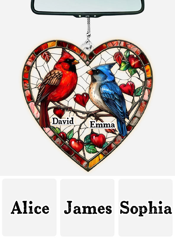 Lovely Hummingbird Couple - Personalized Couple Transparent Car Ornament