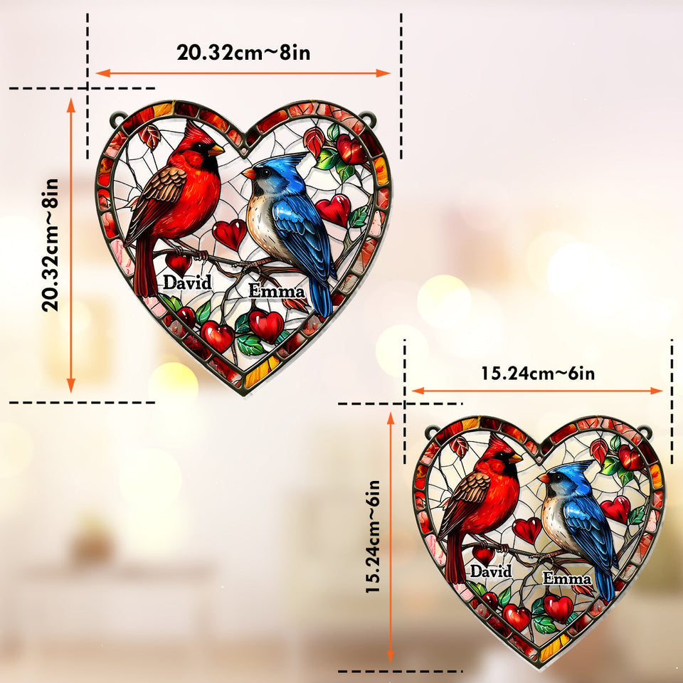 Lovely Hummingbird Couple - Personalized Couple Window Hanging Suncatcher Ornament