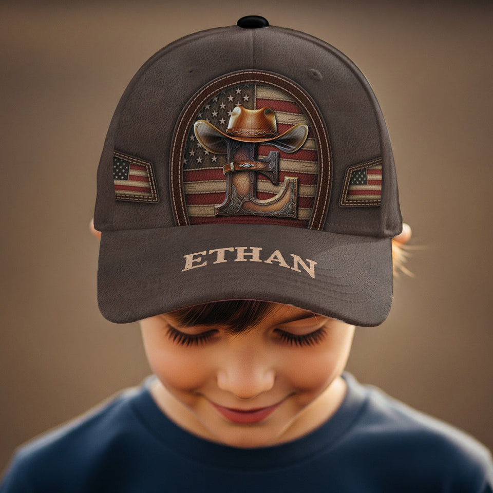 Cowboy Initial Customize - Personalized Western Outfit Classic Cap