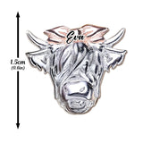 Western Style Bow Bull - Personalized Highland Cow Stud Earrings