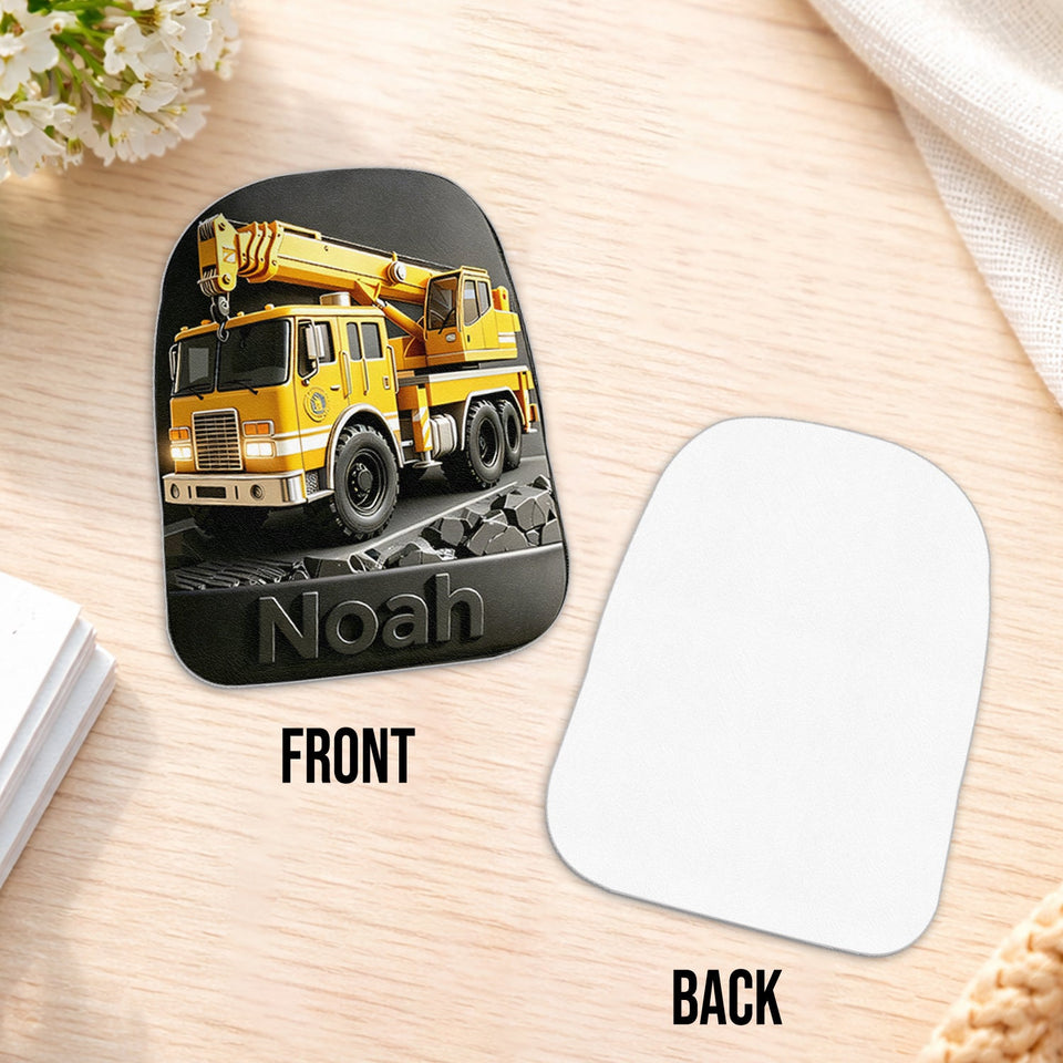 Construction Vehicle, Back To School Gift for Kids - Personalized Kid Changeable Leather Patch Backpack