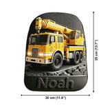 Construction Vehicle, Back To School Gift for Kids - Personalized Kid Changeable Leather Patch Backpack