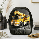 Construction Vehicle, Back To School Gift for Kids - Personalized Kid Changeable Leather Patch Backpack