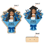 Graduate Flower Bouquet Sign - Personalized Graduation 2 Layered Big Freestanding