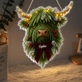 Highland Cow Wreath - Personalized Highland Cow LED Light Acrylic Sign