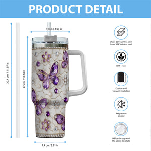 Love Butterflies - Personalized Butterfly Tumbler With Handle