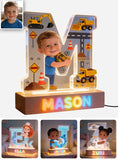 Alphabet Letter & Custom Photo And Theme - Personalized Kid Shaped Led Night Light