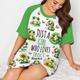 Just A Girl Who Loves Frogs - Personalized Frog Sleep T-shirt Dress