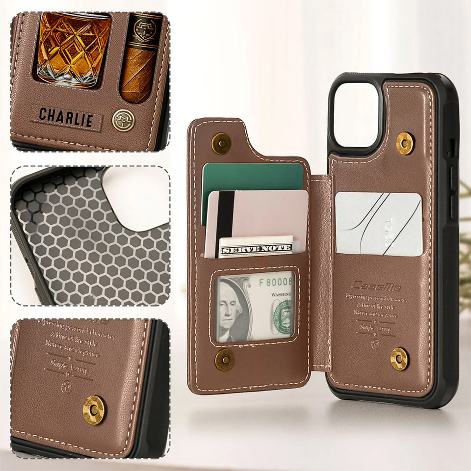 Whiskey & Cigar - Personalized Whisky Wallet Phone Case
