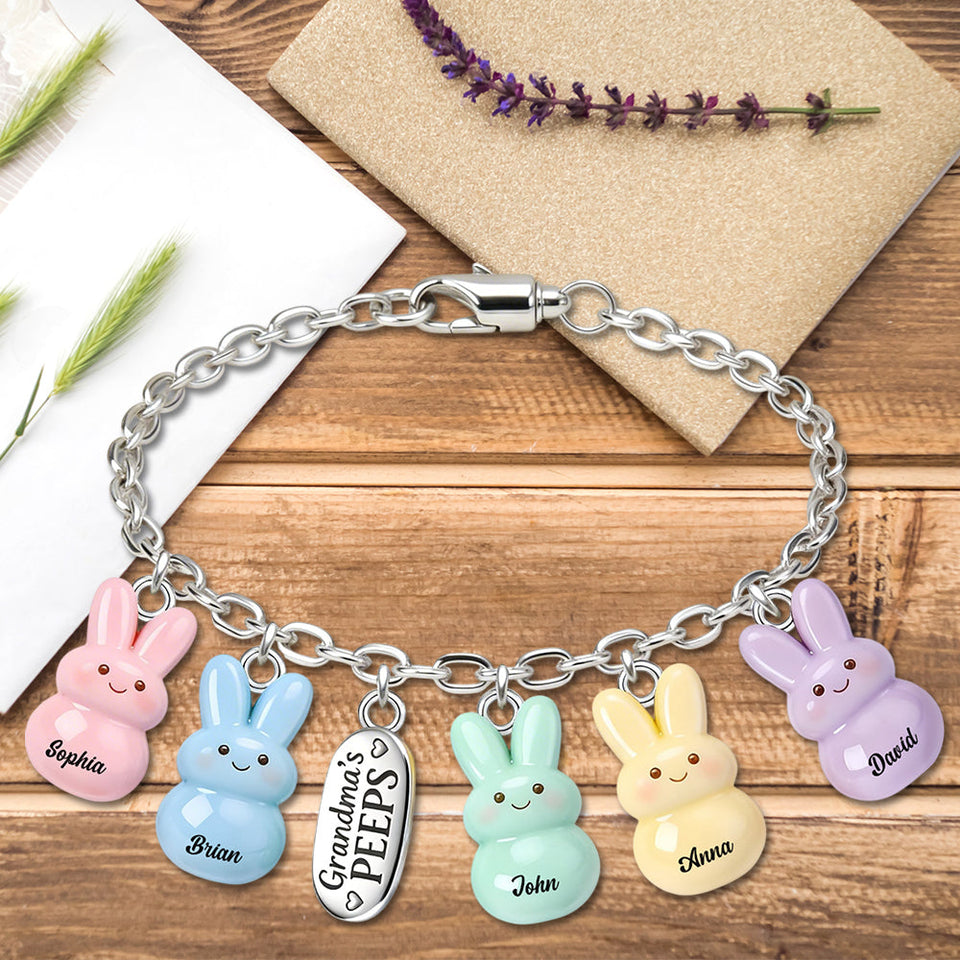 Grandma's Peeps - Personalized Grandma Bracelet With Charms