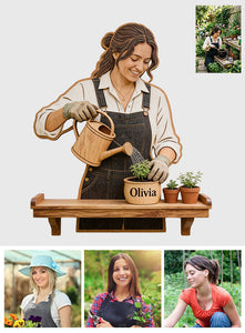 Custom Garden Lover - Personalized Gardening Wooden Floating Shelf
