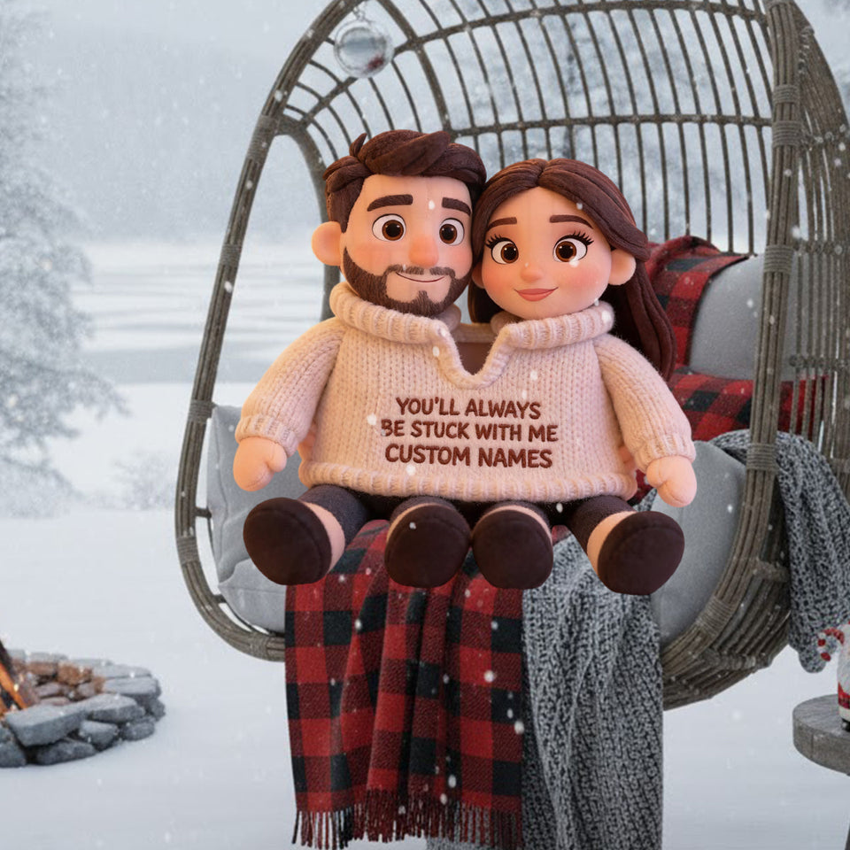You Always Be Stuck With Me - Personalized Couple Faux Fur Shaped Pillow