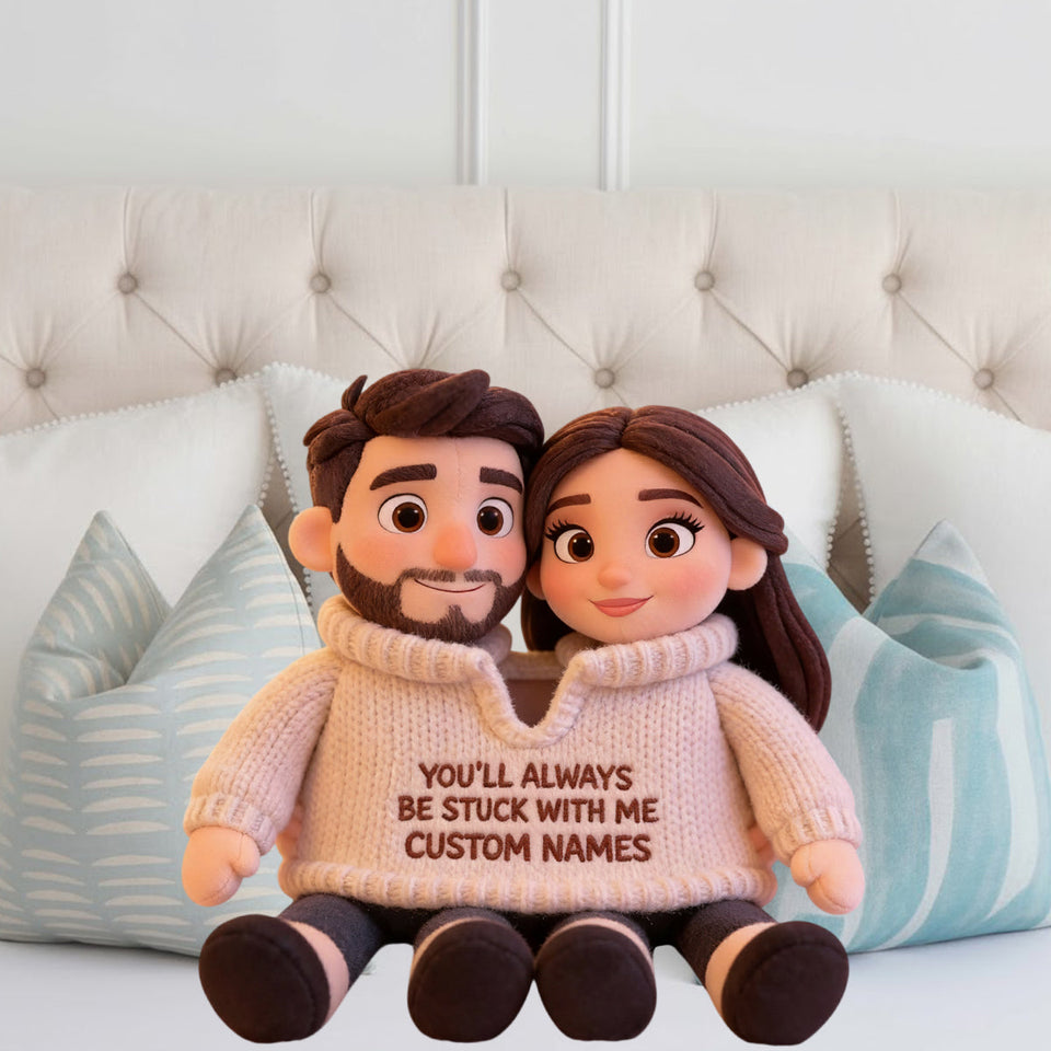 Personalized Older Latino Couple Pixar Style Custom Shaped Faux Fur Pillow - Cute Cartoon Hispanic Anniversary Gift Bed Decor