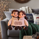 Personalized Older Latino Couple Pixar Style Custom Shaped Faux Fur Pillow - Cute Cartoon Hispanic Anniversary Gift Bed Decor