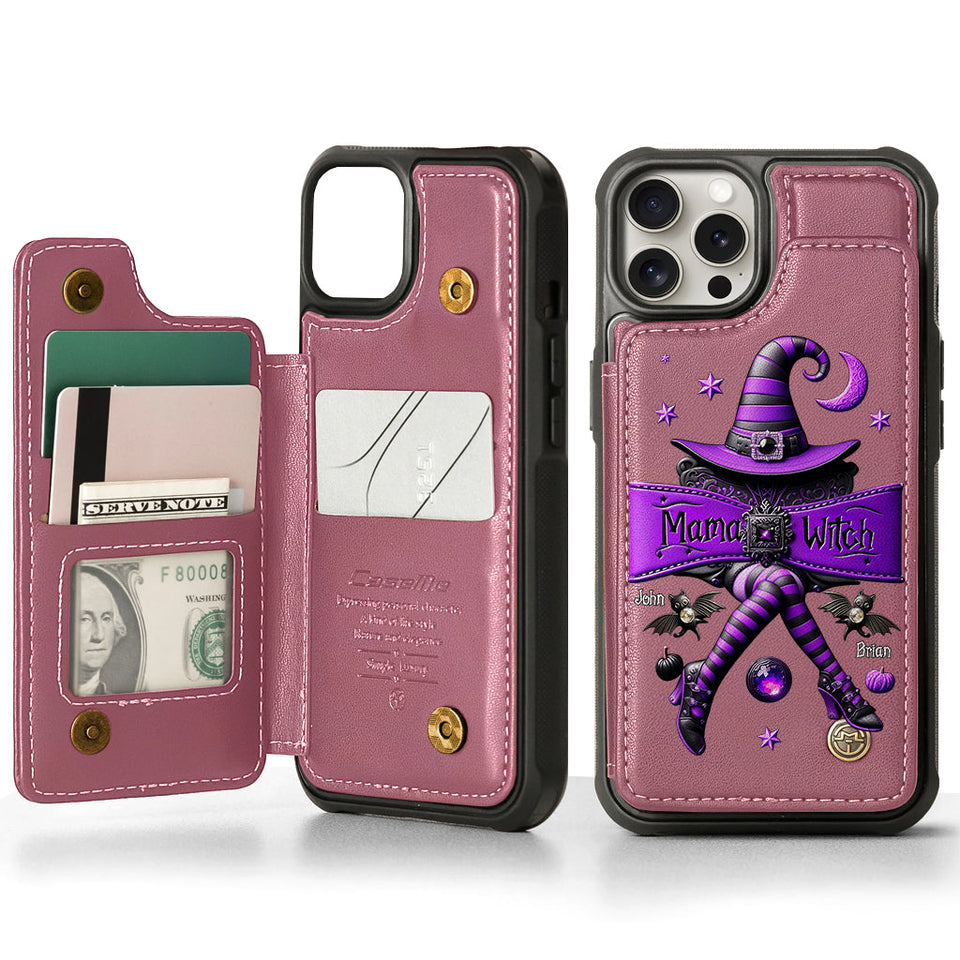 Halloween Gift For Grandma, Mama Witch - Personalized Mother Wallet Phone Case