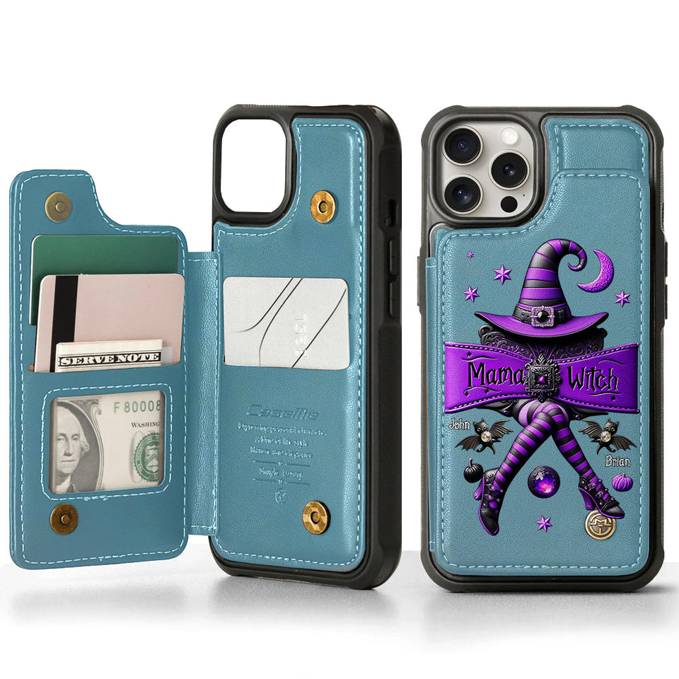 Halloween Gift For Grandma, Mama Witch - Personalized Mother Wallet Phone Case
