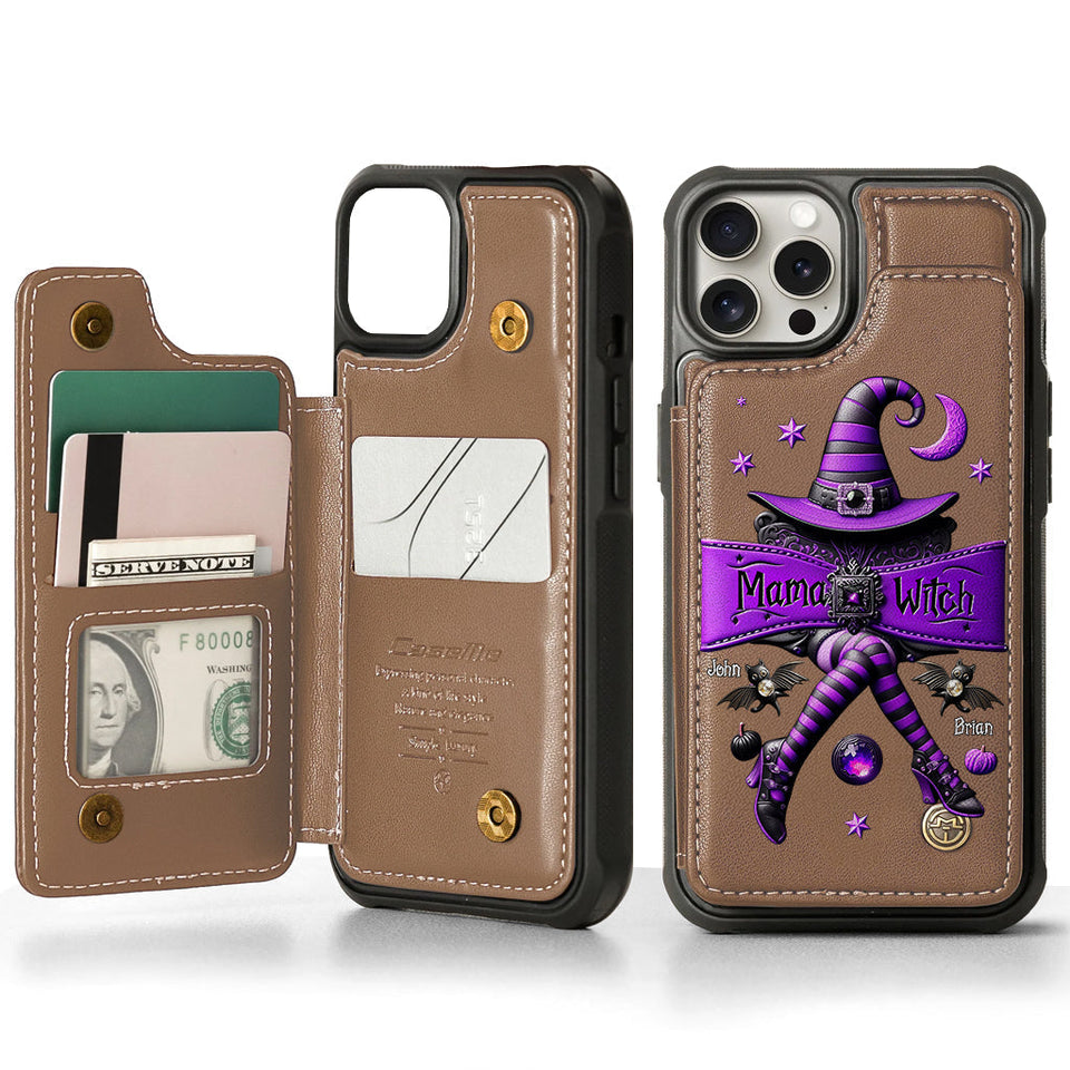 Halloween Gift For Grandma, Mama Witch - Personalized Mother Wallet Phone Case