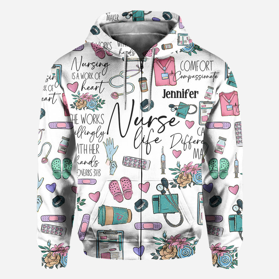 Nursing Is A Work Of Heart - Personalized Nurse All Over Shirt