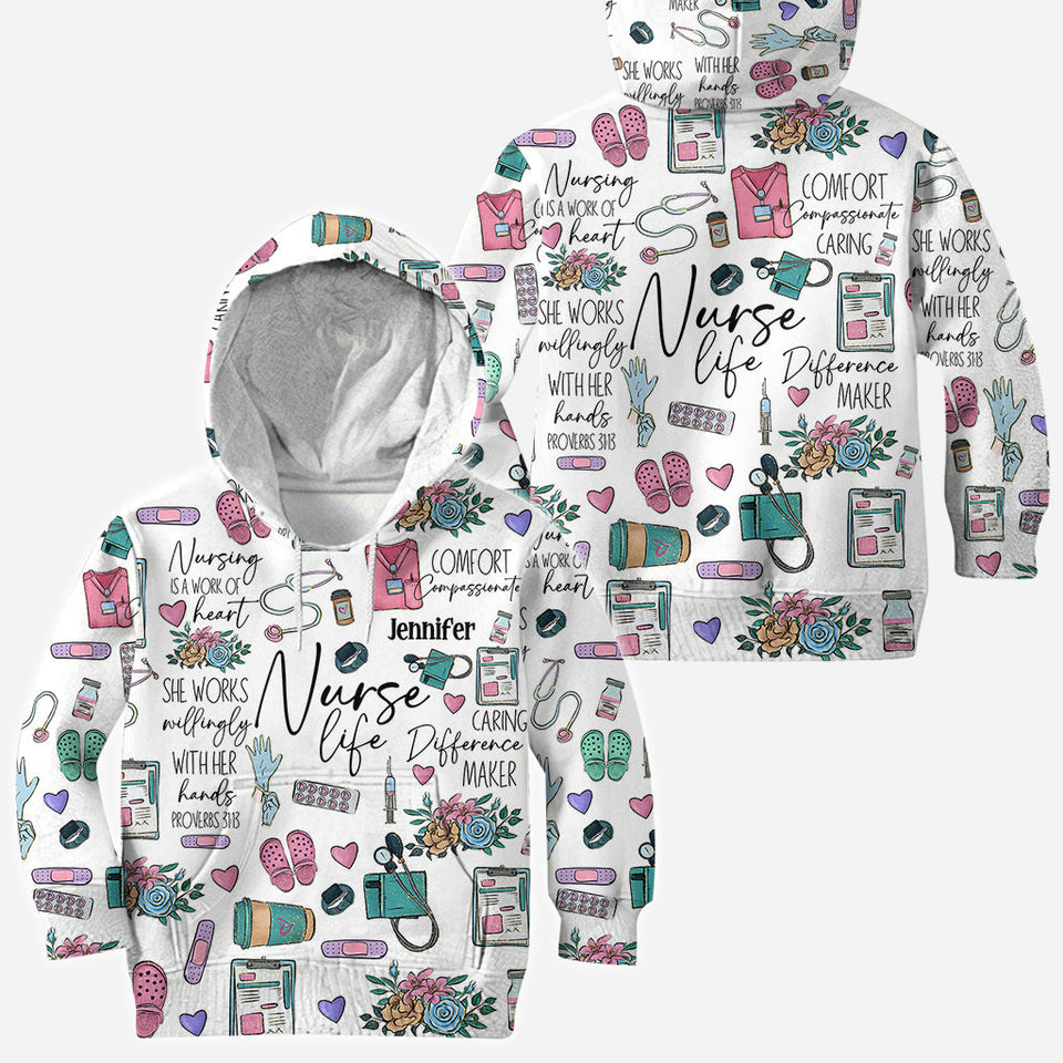 Nursing Is A Work Of Heart - Personalized Nurse All Over Shirt