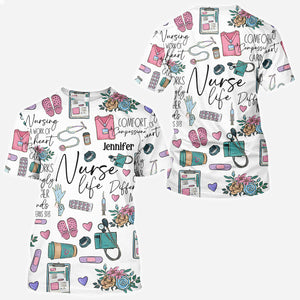 Nursing Is A Work Of Heart - Personalized Nurse All Over Shirt