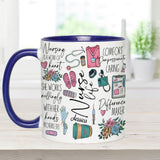 Nursing Is A Work Of Heart - Personalized Nurse Accent Mug