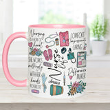 Nursing Is A Work Of Heart - Personalized Nurse Accent Mug