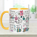 Nursing Is A Work Of Heart - Personalized Nurse Accent Mug