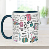 Nursing Is A Work Of Heart - Personalized Nurse Accent Mug