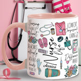 Nursing Is A Work Of Heart - Personalized Nurse Accent Mug