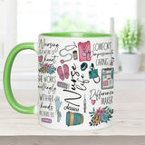 Nursing Is A Work Of Heart - Personalized Nurse Accent Mug