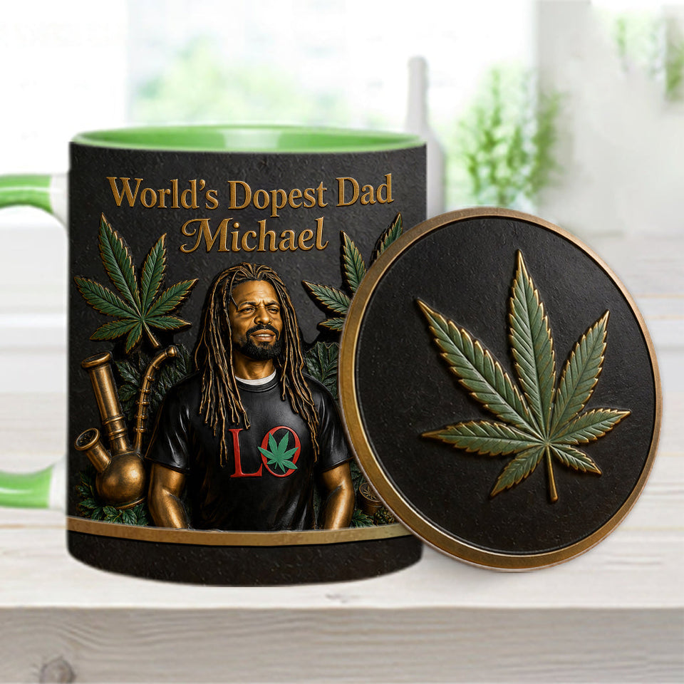 World's Dopest Dad - Personalized Weed Accent Mug & Coaster