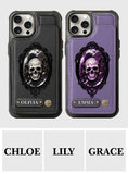 Gothic Floral Skull - Personalized Skull Wallet Phone Case