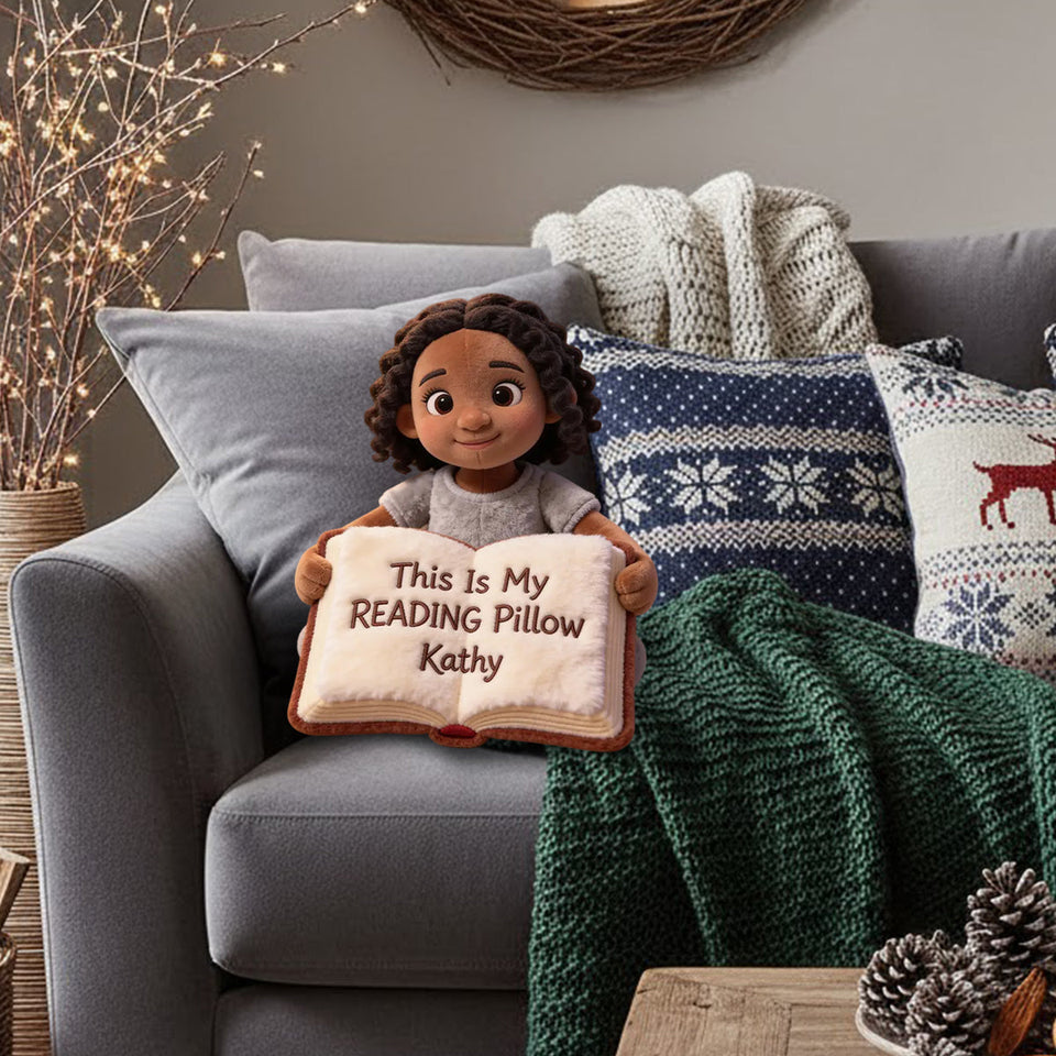 This Is My Reading Pillow - Personalized Book Faux Fur Shaped Pillow