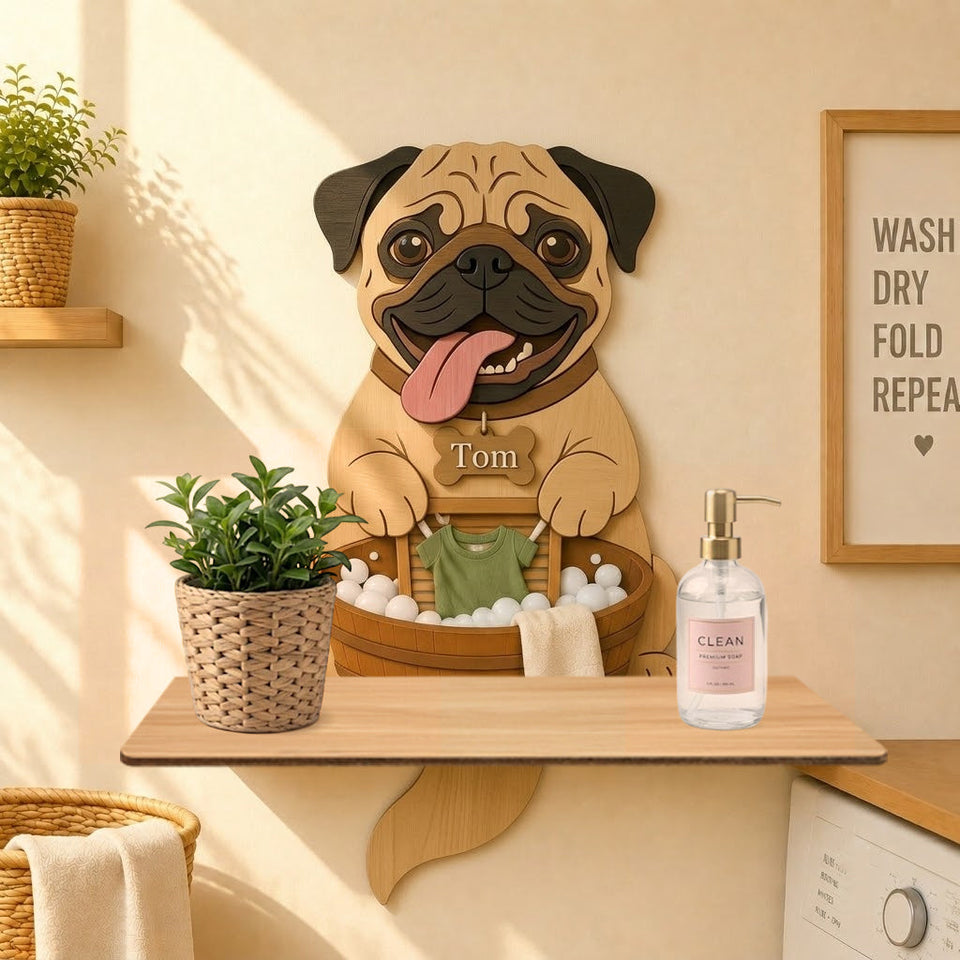 Funny Gift for Dog Owner - Personalized Dog Wooden Floating Shelf