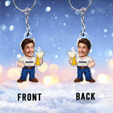 Funny Beer Caricature Man - Personalized Beer Custom Shaped Keychain