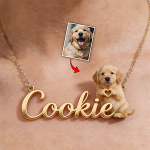 Custom Any Photo - Personalized Dog Shaped Metal Pendant Necklace