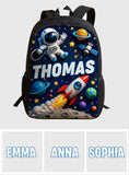 Back To School Gift, Astronaut Theme - Personalized Kid Changeable Leather Patch Backpack