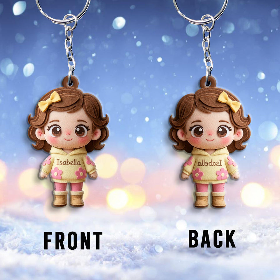 Custom Cute Felt Fabric Styled Doll, Custom From Any Photo - Personalized Kid Keychain